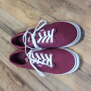 VANS Off the Wall Burgandy Red Lace Up Tennis Shoe Sneaker